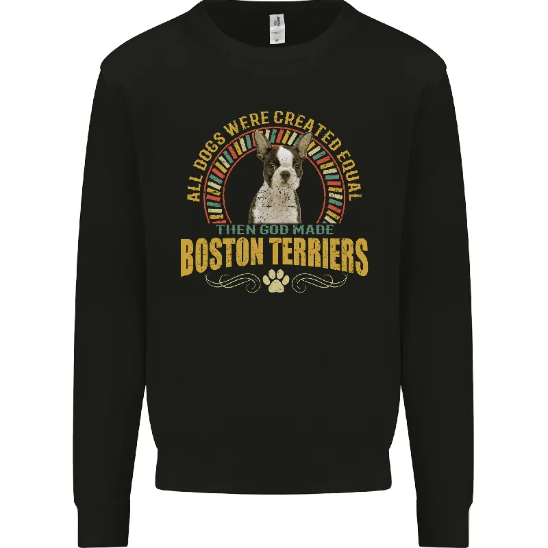 A Boston Terrier Dog Mens Sweatshirt Jumper Hoodie with Hem Ribbing Snug Secure