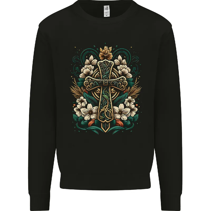 A Celtic Cross Mens Sweatshirt Jumper Hoodie with Logo Branding Identity