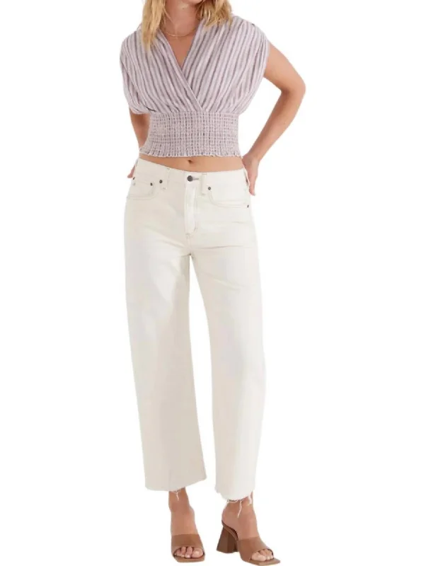 Altin Loose Crop Jeans In Natural Stylish Paperbag Waist Denim