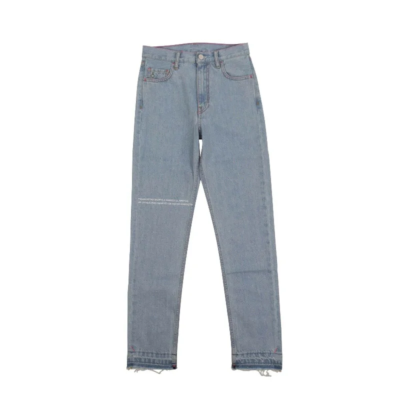 Women's Bleached Denim Slim Jeans - Light Blue Casual Straight-Leg Jeans