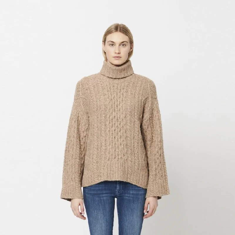 Haisley Knit Sweater (Birch) Real Fur Shearling Chenille