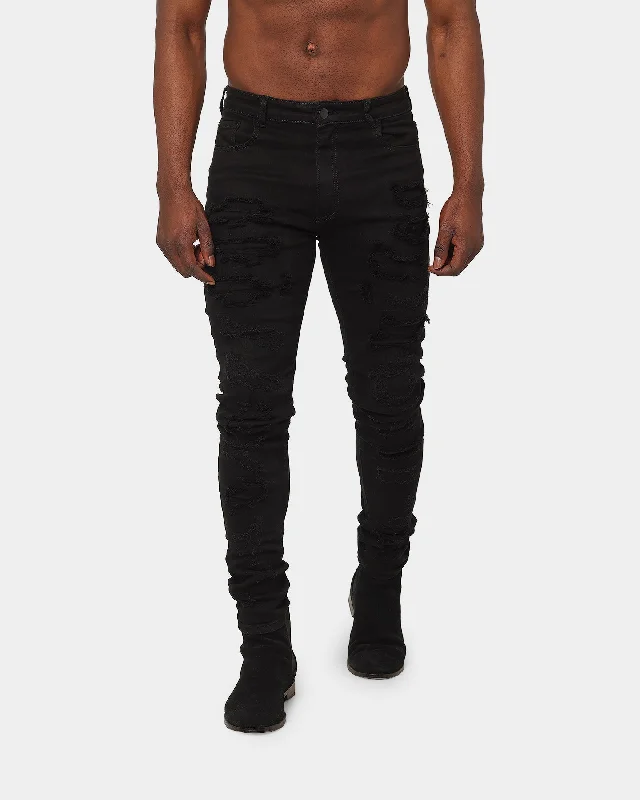 XXIII Drai Distressed Jean Black Casual High-Waisted Bootcut Jeans