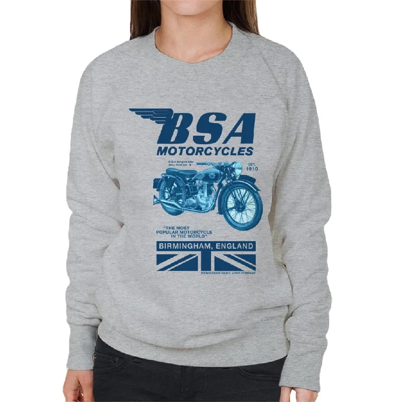 BSA Motorcycles Birmingham England Women's Sweatshirt Hoodie with Tied Waist Feminine Flattering