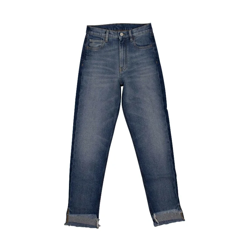 Denim Vintage Two-Tone Slim Jeans - Blue Elegant Wide-Leg Jeans