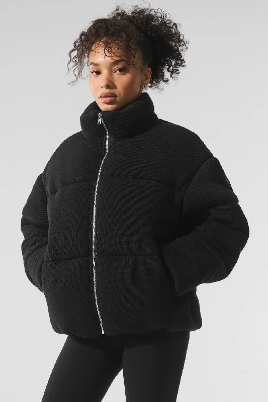 Stage Sweater Puffer - Black Velvet Chenille Corduroy