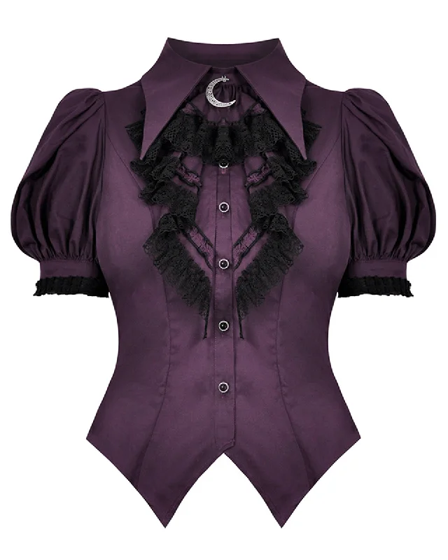 Dark In Love Womens Gothic Lolita Witch Crescent Moon Blouse Top Playful Puff Blouse