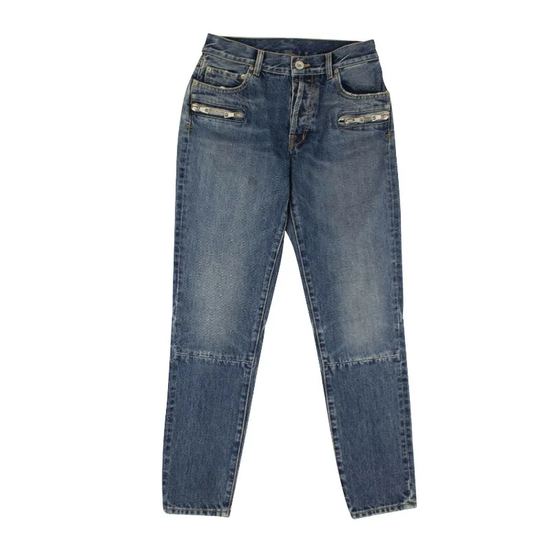 Unravel Project Zipped Jeans Pants - Blue Trendy Skinny Fit Jeans