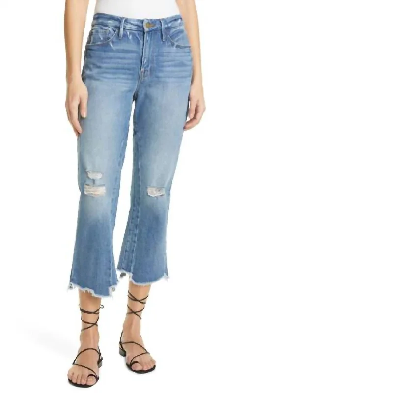 Le Crop Mini Boot Jagged Edge Jeans In Masonic Fashionable Cropped Denim Jeans