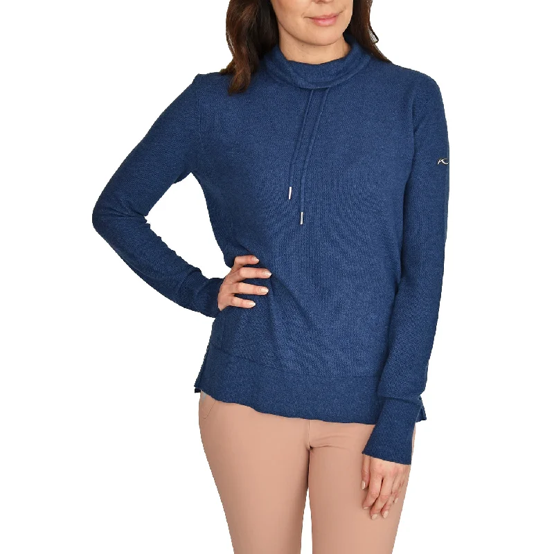 KJUS Women's Kessy Sweater - Atlanta Blue Turtle Neck Boat Neck Asymmetrical Neck