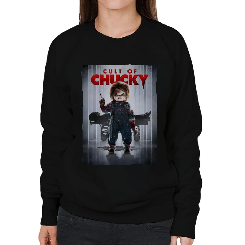 Chucky Cult Of Chucky Poster Women's Sweatshirt Hoodie with Monochrome Minimalist Simple