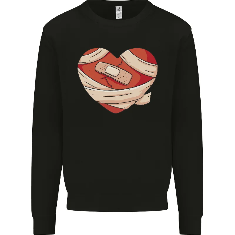 A Broken Heart Anti Valentines Day Single Mens Sweatshirt Jumper Hoodie with Hem Patch Decorative Personalized