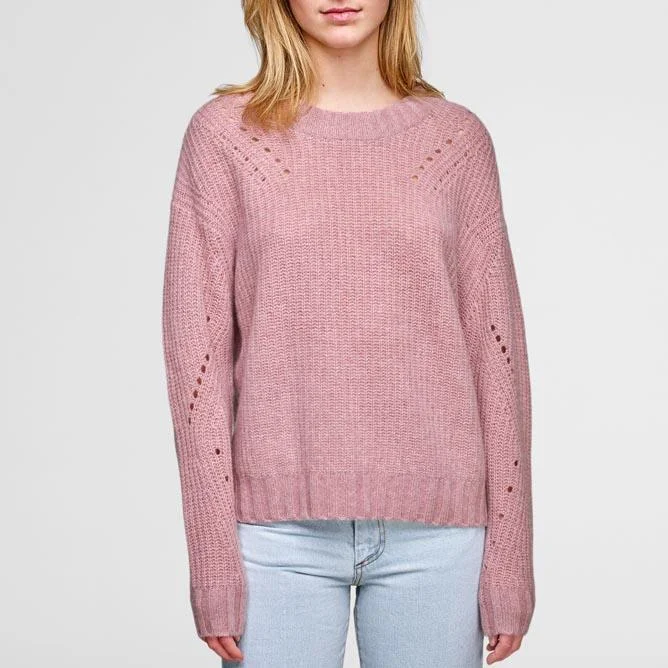 Directional Rib Crew Sweater (Ash Rose Heather) Cashmere Blend Cotton Blend Poly Blend