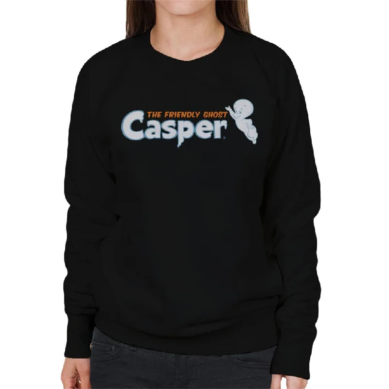 Casper The Friendly Ghost Flying Logo Women's Sweatshirt Hoodie with Hem Embroidery Detailed Premium