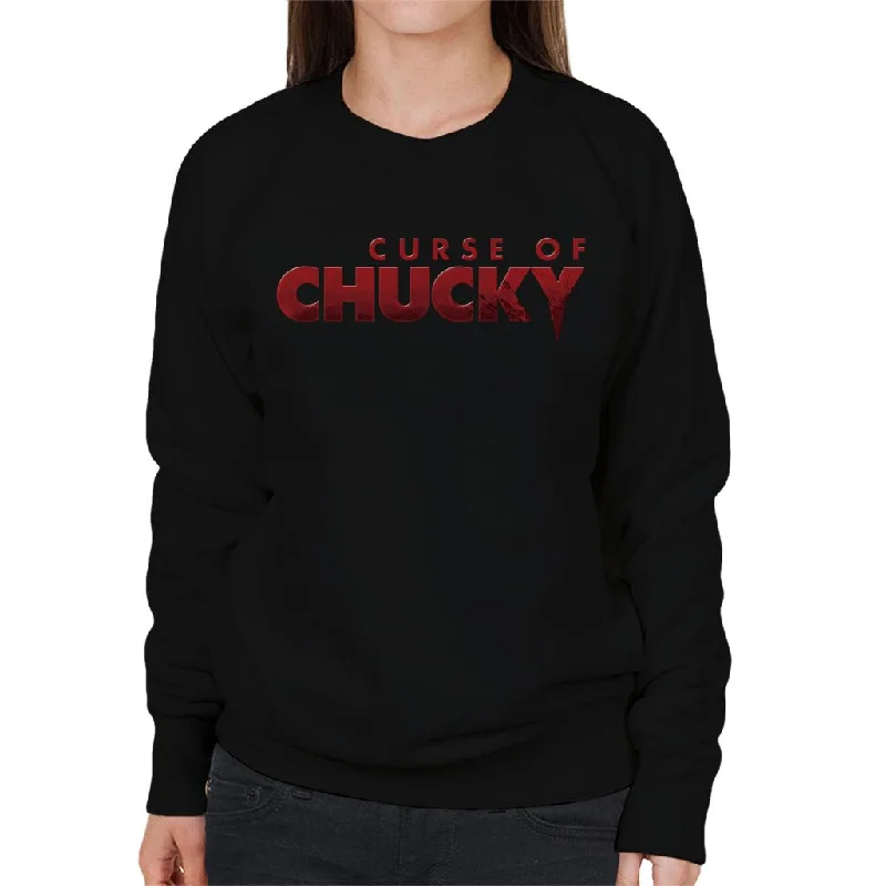 Chucky Curse Of Chucky Logo Women's Sweatshirt Hoodie with Puffed Sleeves Voluminous Trendy