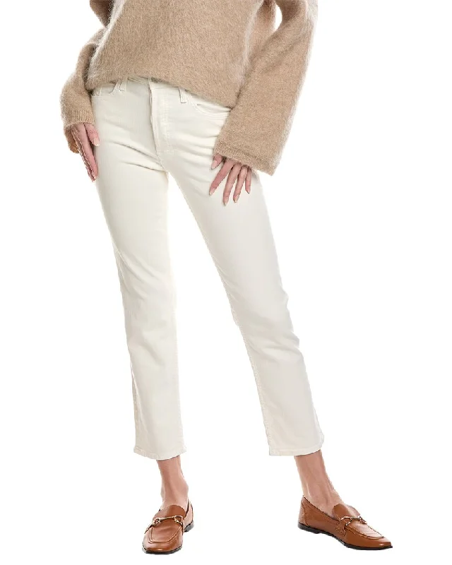 MOTHER The Tomcat Ankle High-Rise Cream Puffs Straight Leg Jean Comfortable Zip-Up Skinny Jeans