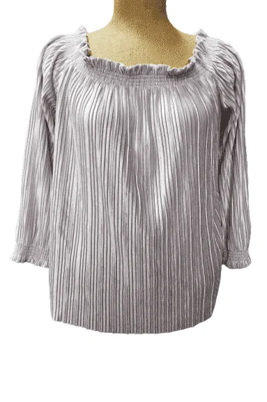 Banana Republic women's champagne shimmer, pleated blouse size L Sleeveless Summer Blouse