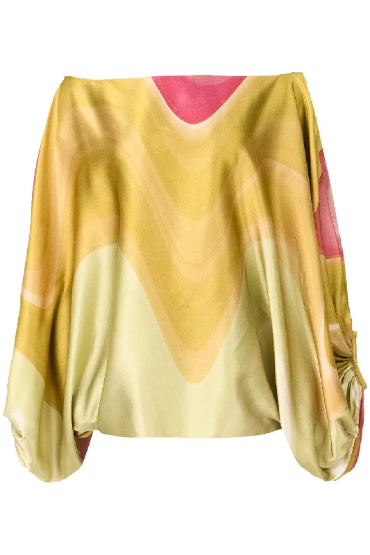 Bellagio Blouse - Abstract Wave Oversized Silk Blouse