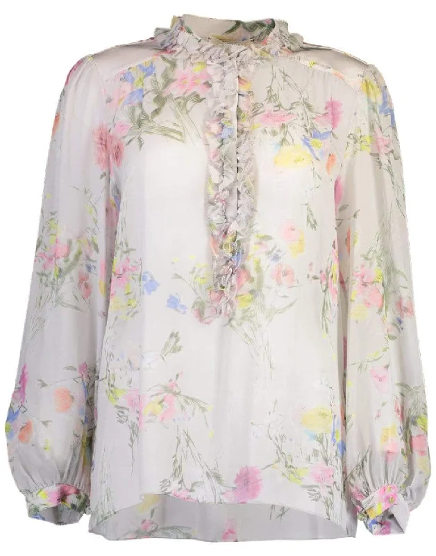 Floral Romance Blouse Stretchy Fitted Blouse