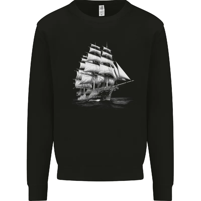 A Classic Sailing Ship Sailor Captain Navy Mens Sweatshirt Jumper Hoodie with Zipper Versatile Modern