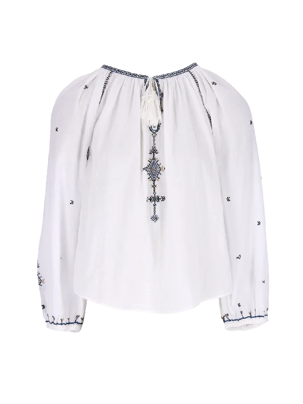 embroidered-detail peasant blouse Embellished Collar Blouse