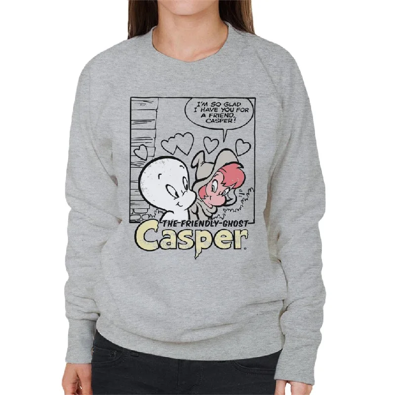 Casper The Friendly Ghost And Wendy Friends Women's Sweatshirt Hoodie with Velcro Closure Adjustable Secure