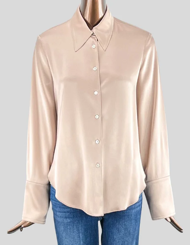 NANUSHKA Long Sleeve Button-Up Blouse - Small Subtle Shimmer Blouse