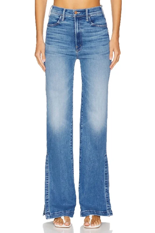 Hustler Sidewinder Wide Leg Jeans In Enjoy The Ride Chic Ripped Jeans