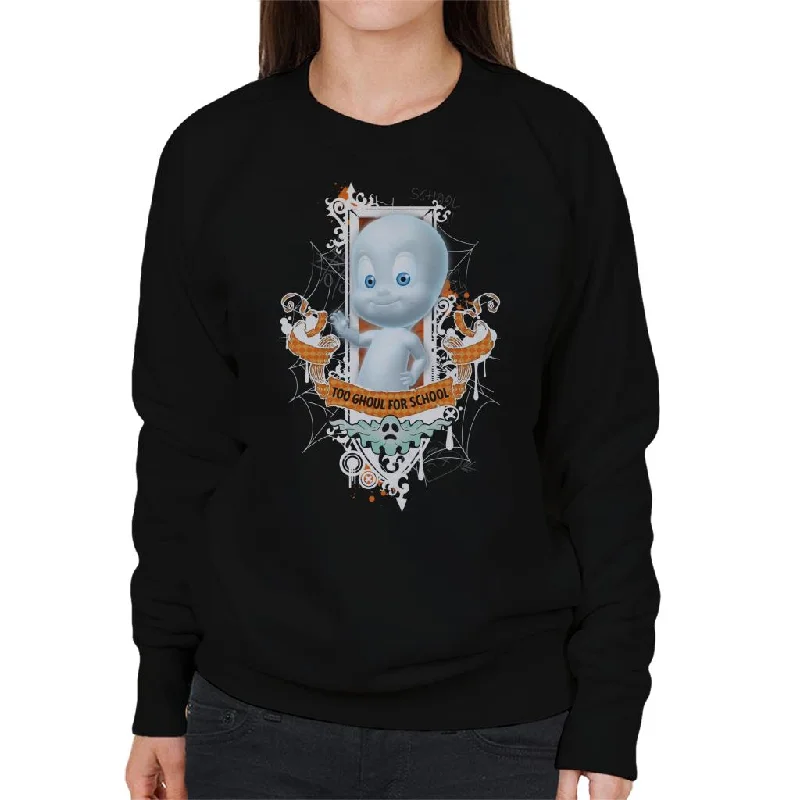 Casper The Friendly Ghost Too Ghoul For School Women's Sweatshirt Hoodie with Set-In Sleeves Structured Classic