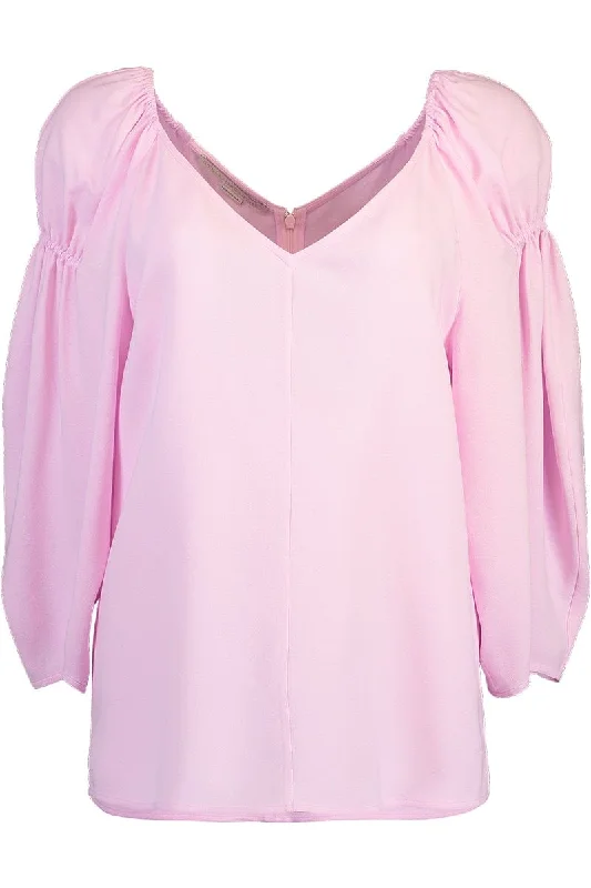 V Neck Blouse - Orchid Mandarin Collar Blouse