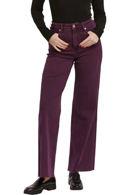 Fiona High Rise Wide Leg Jeans In Morsaki Purple Comfortable Drawstring Waist Jeans