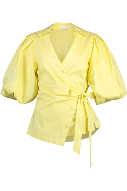 Aletta Poplin Wrapped Blouse Soft Pastel Blouse