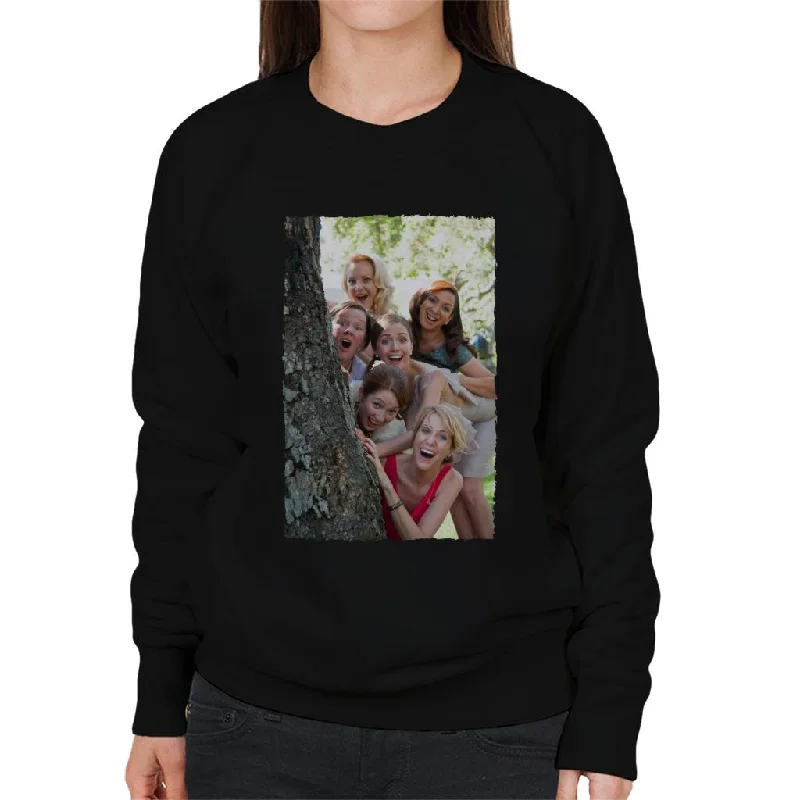 Bridesmaids Bridal Party Around Tree Women's Sweatshirt Hoodie with Exposed Zipper Edgy Industrial