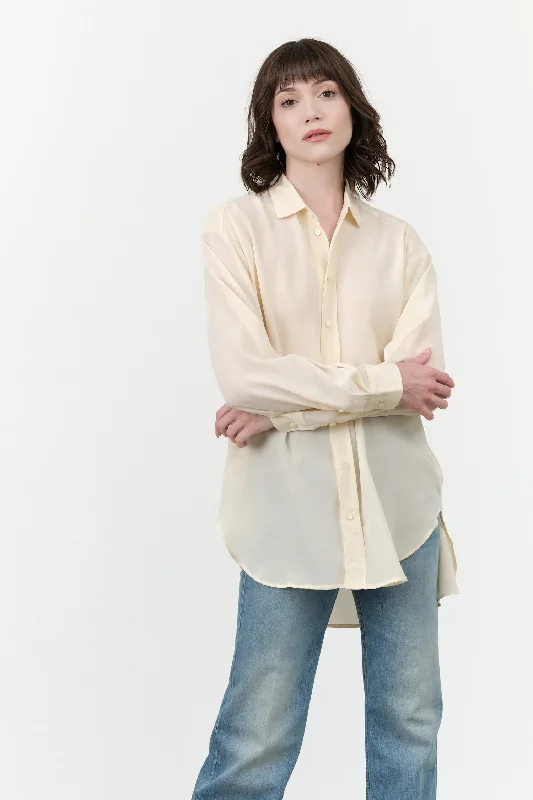 The Essential Silk Blouse in Creme Frilled Cuff Blouse