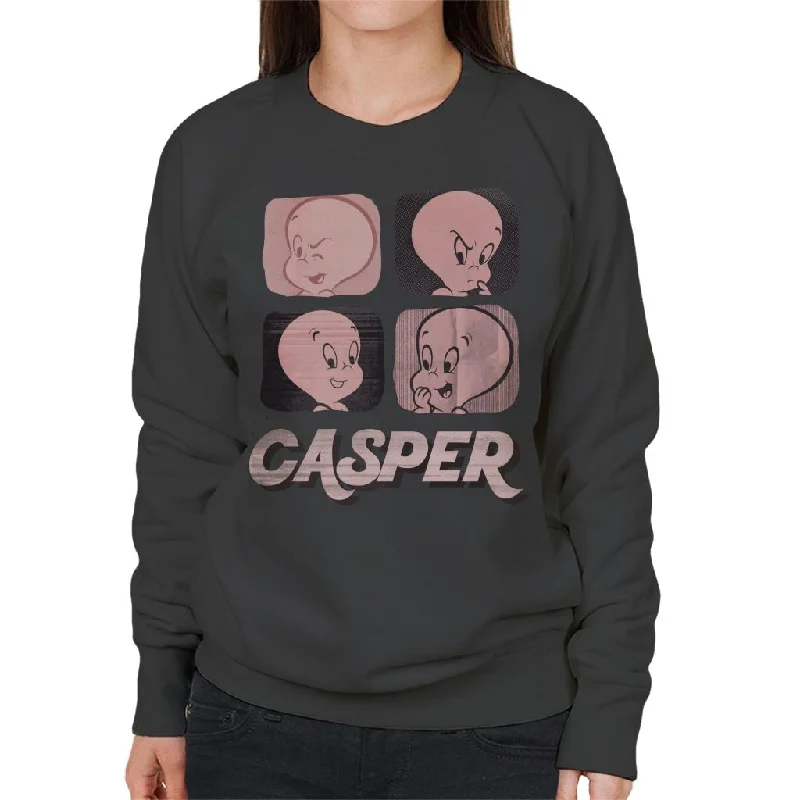 Casper The Friendly Ghost Facial Expressions Women's Sweatshirt Hoodie with Strings Custom Fit Adjustable