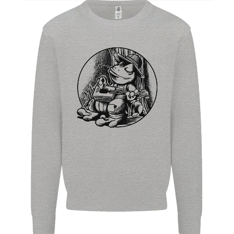 A Chilled Frog Playing the Guitar Guitarist Mens Sweatshirt Jumper Hoodie with Fur Luxurious Winter