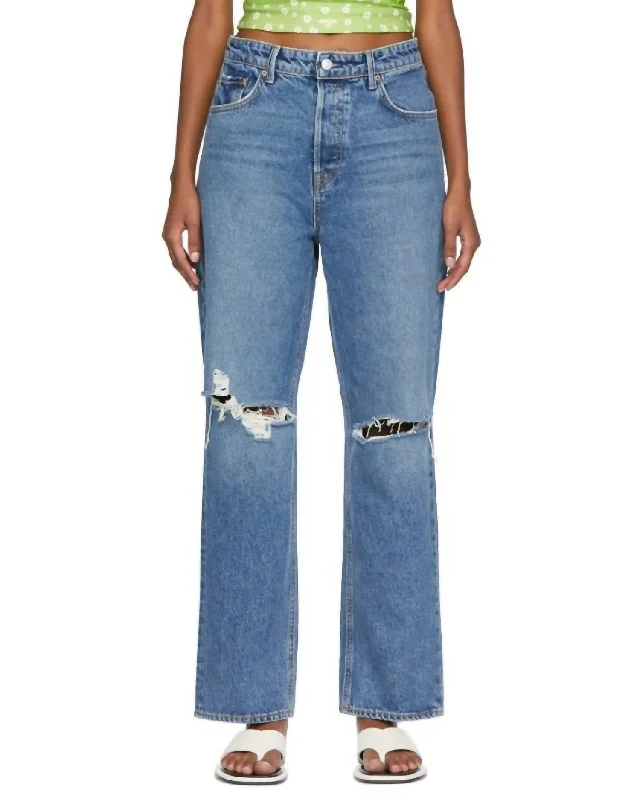 Amanda Mid Rise Jean In Blue Trendy Button-Up High-Waist Jeans