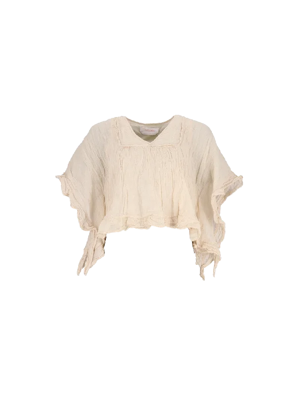 ruffled short-sleeve blouse Smart Casual Blouse