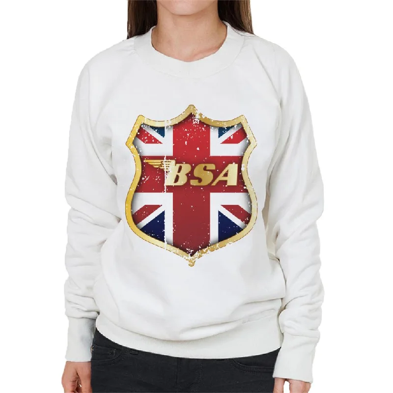 BSA Golden Logo Union Jack Badge Women's Sweatshirt Hoodie with Print Artistic Unique