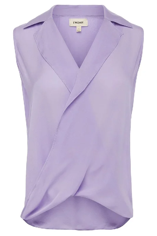 Freja Draped Blouse - Lavender Embellished Collar Blouse