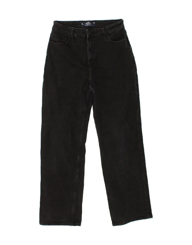 HOLLISTER Womens High Rise Straight Jeans US 8 Medium W29 L31 Black Cotton Fashionable Mom Jeans