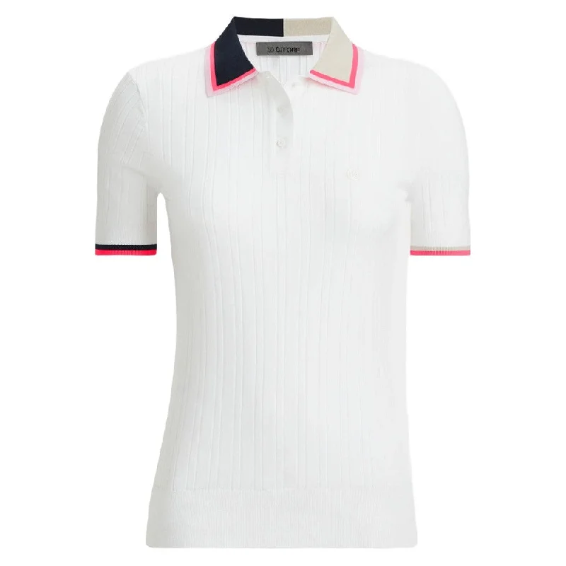 Gfore Cotton Blend Ribbed Shortsleeve Sweater Golf Polo 2024 Women Velvet Chenille Corduroy