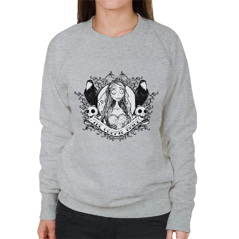 Corpse Bride Halloween Skulls Women's Sweatshirt Hoodie with Hem Fringe Bohemian Relaxed