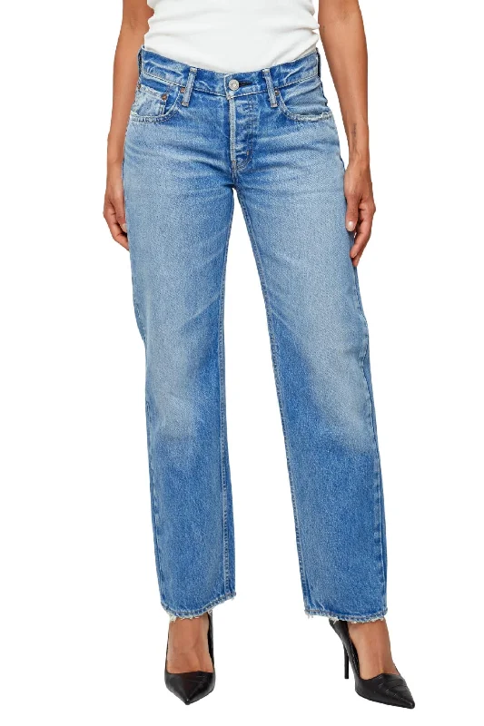 Mv Cheval Straight Low Jeans In Ltblu Cozy Tencel Blend Denim Jeans