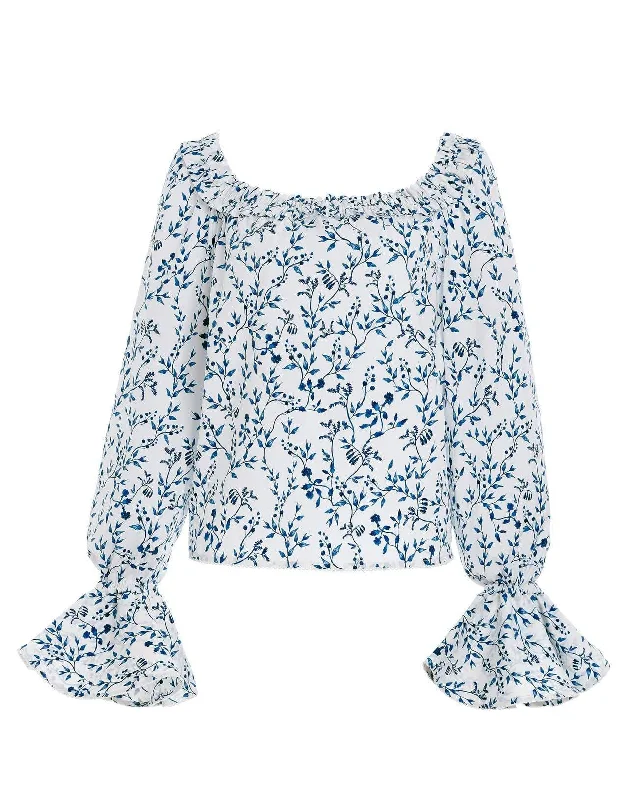 Pina Off-The-Shoulder Floral Blouse Gathered Detail Blouse