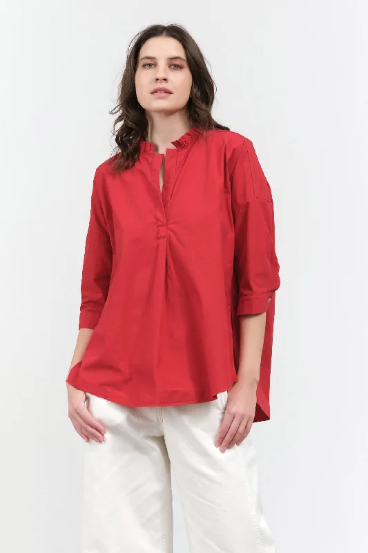 Bibi Blouse in Crimson Airy Cotton Blouse