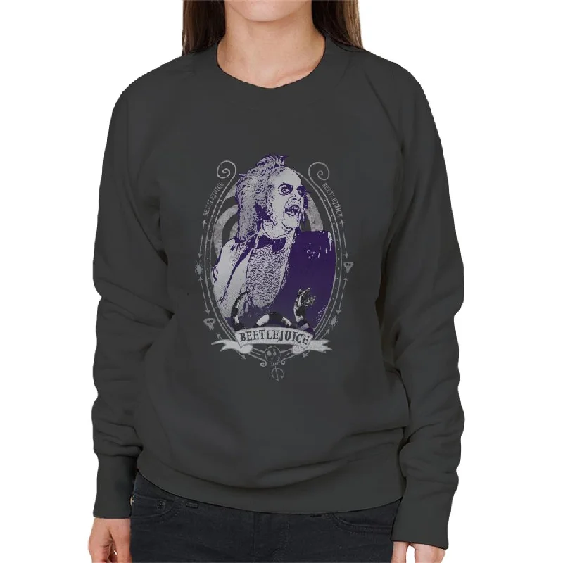 Beetlejuice Portrait Women's Sweatshirt Hoodie with Monochrome Minimalist Simple