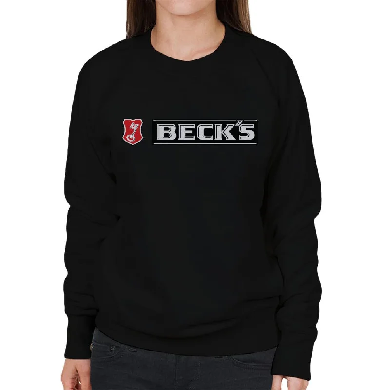 Beck's Key Logo Women's Sweatshirt Hoodie with Mock Neck Collared Structured