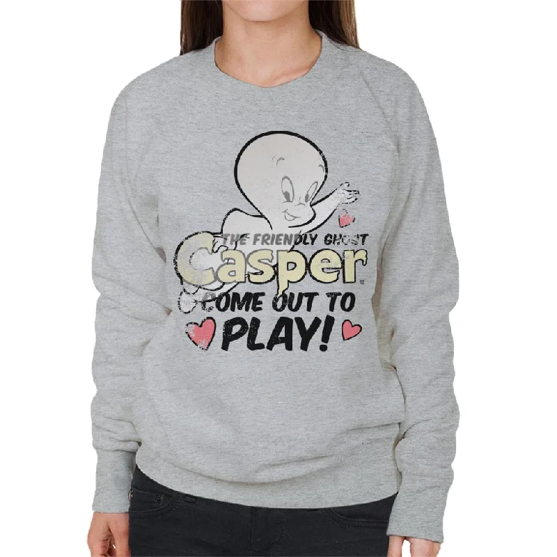 Casper The Friendly Ghost Come Out And Play Women's Sweatshirt Hoodie with Slit Hem Functional Movement