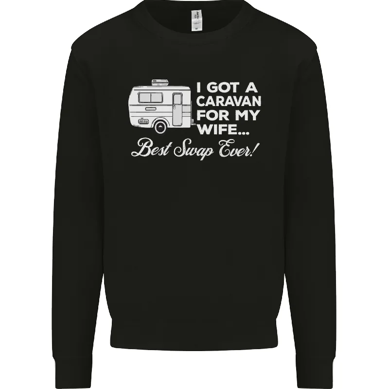 A Caravan for My Wife Funny Caravanning Mens Sweatshirt Jumper Hoodie with Applique Textured Unique