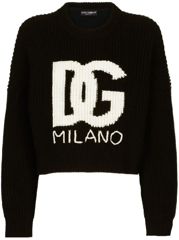 Dolce & Gabbana logo-print virgin wool jumper Transparent Opaque Sheer